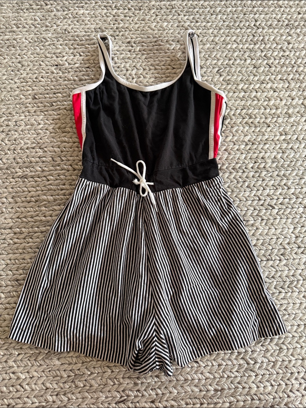 Vintage Black & White Striped Womens’ Romper Playsuit